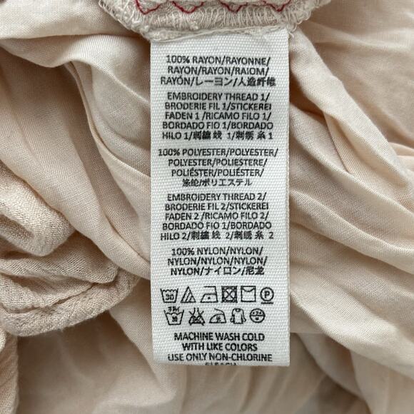 Free People Size M Wind Willow Shift Peasant Mini Dress Hippie Festival - Picture 5 of 7